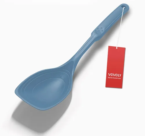 Miniatura 11 de Cuchara de cocina grande de silicona, juego de cuchara sólida antiadherente con tazón profundo y marca de medición para mezclar, servir, escurrir