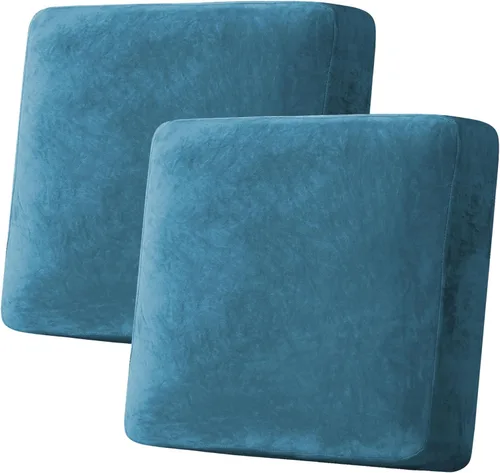 Miniatura 11 de H.VERSAILTEX - Funda de terciopelo elástica y afelpada para protección de cojines de sofá biplaza, silla o sofá, 2 piezas, tamaño grande, color gris
