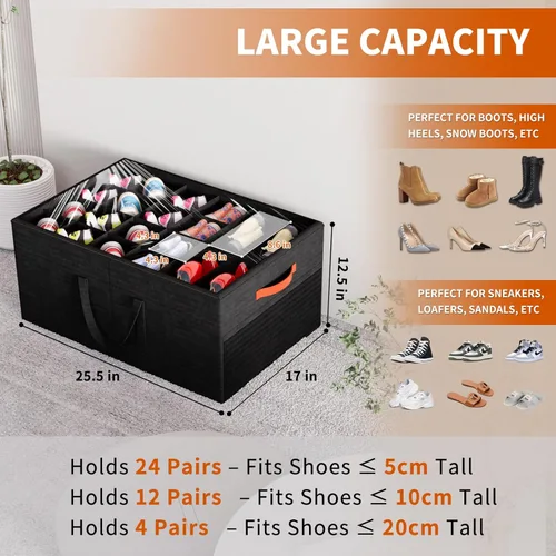 Miniatura 2 de Aokeyee Paquete de 2 organizadores de zapatos para armario, caja grande de almacenamiento de zapatos para hasta 48 pares, organizador de zapatos