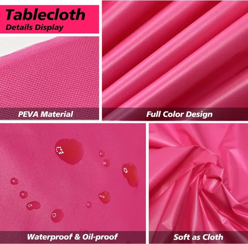 Miniatura 3 de Mantel de plástico rosa intenso, paquete de 4 fundas desechables para fiestas de niñas, baby shower, revelación de género, decoraciones