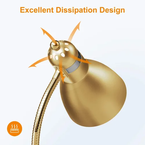 Miniatura 5 de LEPOWER Lámpara de pie, lámpara de pie de metal con cuello de ganso ajustable, base de metal pesado, lámpara de poste de lectura para oficina, Dorado