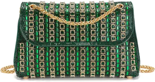 Miniatura 12 de Bolsos de mano con diamantes de imitación para mujer, bolsos de hombro con cadena, bolsas de noche brillantes para cóctel, graduación, fiesta, boda