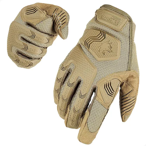 WOLF TACTICAL Guantes de tiro tácticos para hombres, guantes militares, guantes de airsoft para paintball, combate, ejército, pantalla táctil Canela