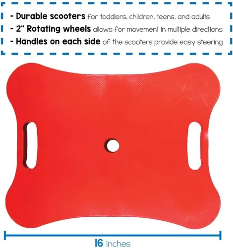 Miniatura 6 de hand2mind - Patinete azul para interiores con asas de seguridad para niños de 6 a 12 años, patinete de plástico con rodillos, educación física