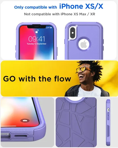 Miniatura 2 de AICase Funda resistente para iPhone X/XS, resistente de 3 capas de protección de grado militar, a prueba de golpes y caídas, para iPhone X/XS de 5.8