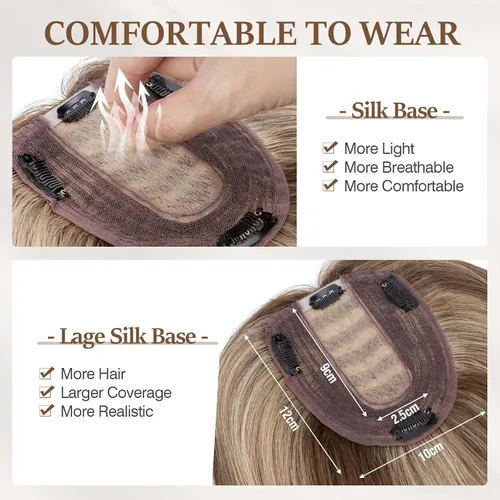Miniatura 10 de Rich Choices Pelucas con topper de cabello para mujeres, cabello humano real 100% Remy, sin flequillo, para mujeres con adelgazamiento en la parte