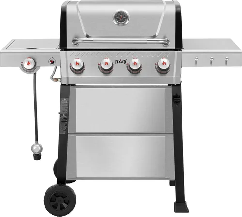 Feasto Parrilla de gas con quemadores 4+1 totalmente de acero inoxidable, parrilla de propano para exteriores con cuerpo de cámara recubierto de