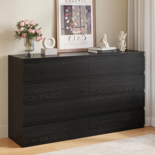 Miniatura 14 de OtterOasis Cómoda de madera negra para dormitorio, 5 cajones para almacenamiento de ropa, cómoda moderna con cajones anchos, cajones anchos