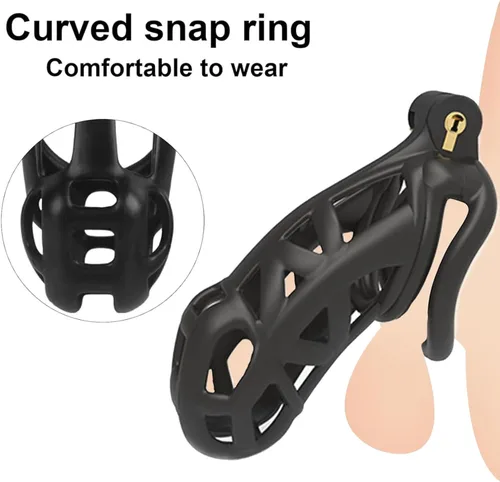 Miniatura 2 de Dispositivo de castidad masculina 2.0 jaula para pene masculino con 4 tamaños de anillos y bloqueo invisible, jaula de castidad ligera para hombre