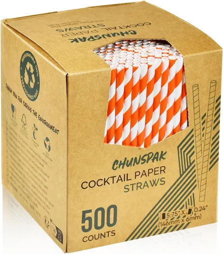 Miniatura 12 de 14,6 cm x 0,79 cm Pajitas de papel desechables de bambú verde para bebidas cortas, cócteles mezclados, margaritas, licuados y batidos - Sin embalar