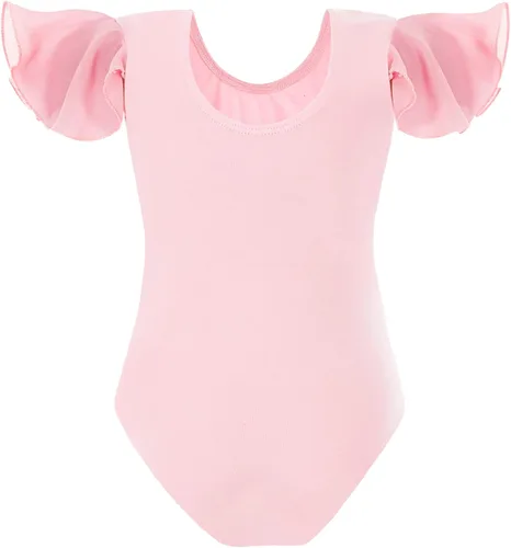 Miniatura 2 de Domusgo Leotardos de gimnasia de ballet con mangas con volantes para niñas y adolescentes, color rosa, negro y morado, Púrpura