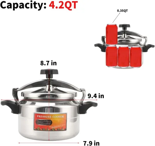 Miniatura 6 de Olla a presión de 4L, aleación de aluminio que cocina a prueba de explosiones a presión universalmente adecuada para estufas de gas, estufa superior