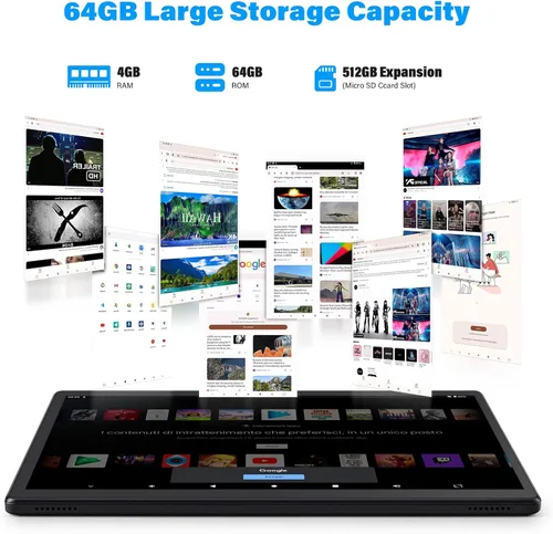 Miniatura 4 de Tablet Android de 10 pulgadas, 8 GB de RAM, 64 GB ROM 1 TB expandible Android 15, Octa-Core, WiFi 6 (2.4G/5G), pantalla de 1280 x 800, tabletas