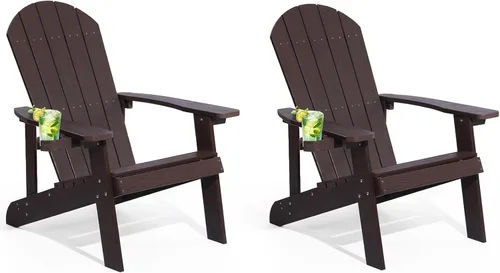 Miniatura 19 de Silla Adirondack, sillas de plástico resistentes a todo tipo de clima, con soporte para tazas, 5 pasos fáciles de instalar, sillas de exterior