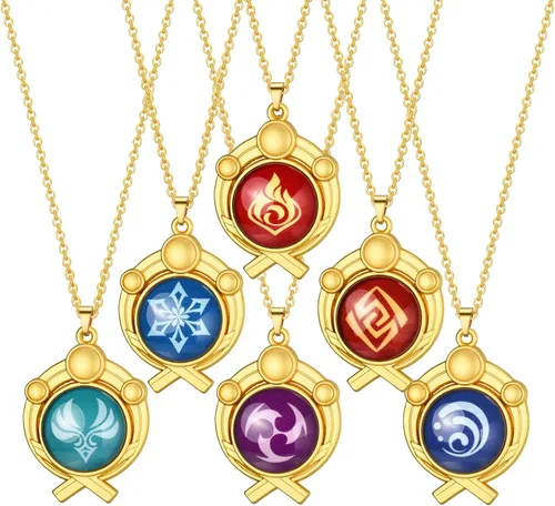 Genshin Vision - Juego de collares con colgante para fanáticos de Genshin Impact Mondstadt Liyue Inazuma Snezhnaya Zinc Sin gemas