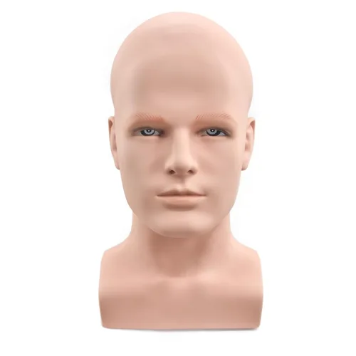 Miniatura 14 de FanLin Cabeza de maniquí masculino profesional para exhibir pelucas, sombreros, máscara de auriculares, gafas de sol, joyería y soporte de Azul