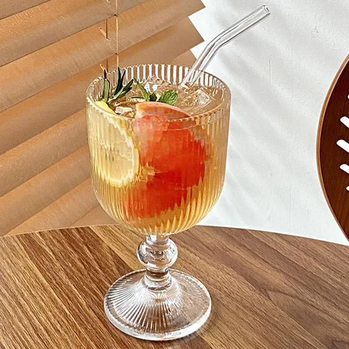 Miniatura 3 de Taganov Juego de 6 copas de vino transparentes vintage para beber vasos de vino en relieve, 13 onzas para boda, fiesta, bar, Navidad Azul