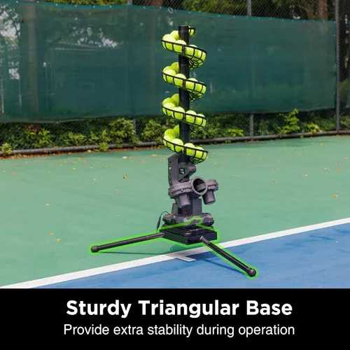 Miniatura 2 de Furlihong 3807BH Máquina de pelotas de tenis con base triangular, velocidades ajustables, oscilación izquierda y derecha, lanzamiento con balanceo