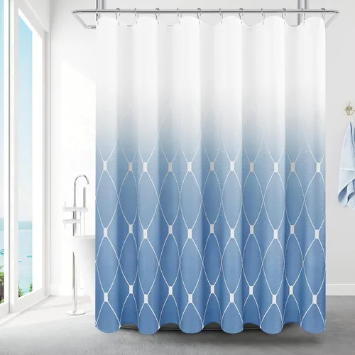Miniatura 14 de Cortinas de ducha Hokibero para baño, cortinas de baño modernas geométricas estándar, cortina de ducha de poliéster resistente para hoteles, Negro