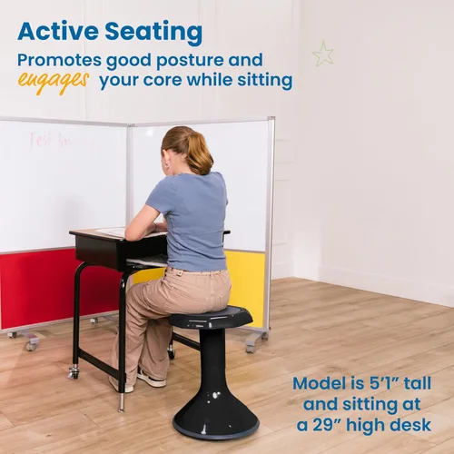 Miniatura 4 de ECR4Kids ACE Active Core Engagement Taburete Tambaleante, Altura del Asiento de 18 Pulgadas, Asientos Flexibles, Negro