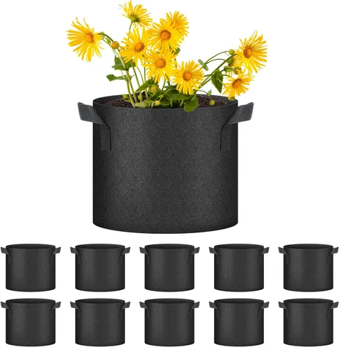 Miniatura 15 de HealSmart Paquete de 10 bolsas de cultivo de plantas de 3 galones, macetas plantadoras de tomate con asas, tela no tejida de aireación, maceta