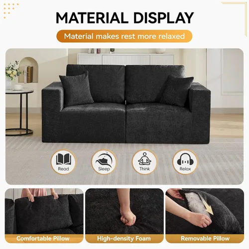 Miniatura 4 de Sofá biplaza sin hueso de 83 pulgadas para apartamento pequeño, sofá cómodo y esponjoso con asiento profundo, sofá nube sin montaje, asiento de dos
