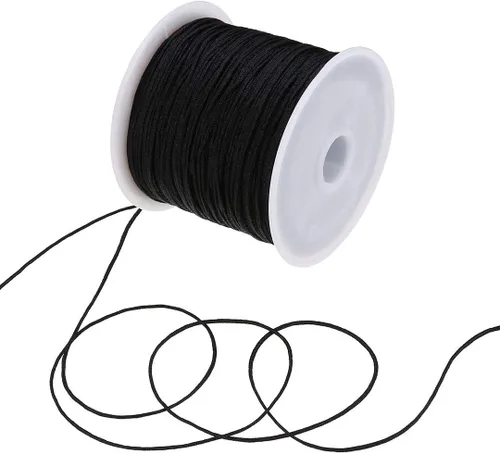 Miniatura 2 de Cordón de nailon de 0.031 in, hilo de nudo chino macramé pulsera de cola de rata trenzada (negro)