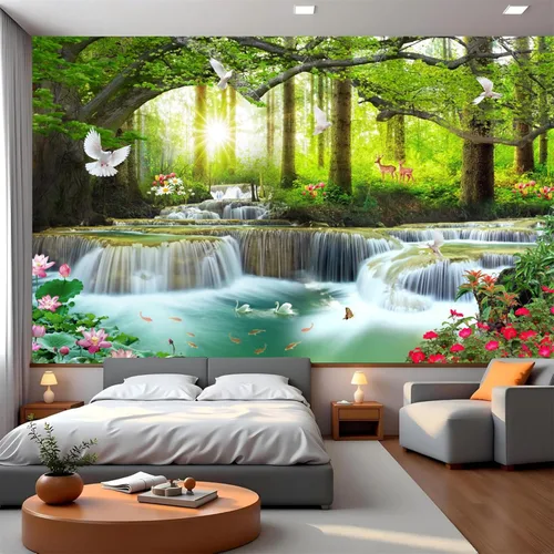 Miniatura 14 de FLFK Murales de Pared Despegables y Adhesivos de Paisaje de Cascada 78.7"x59" - Papel Tapiz Autoadhesivo Pintura Adhesivo Grande XXL Póster