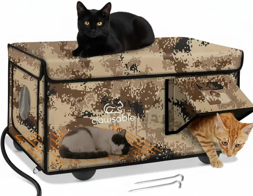 Casa térmica para gatos, indestructible, 100% resistente a la intemperie, puerta segura contra escape, refugio aislado para gatos al aire libre, con