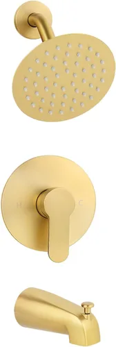 Juego de grifo de ducha dorado cepillado con válvula, cabezal de ducha dorado y juego de mango, cabezal de ducha dorado cepillado
