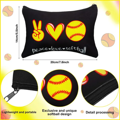 Miniatura 2 de Kajaia 24 piezas de softbol para fiestas, bolsas de cosméticos de softbol para el cabello, pulseras deportivas para el cabello, bolsa de viaje