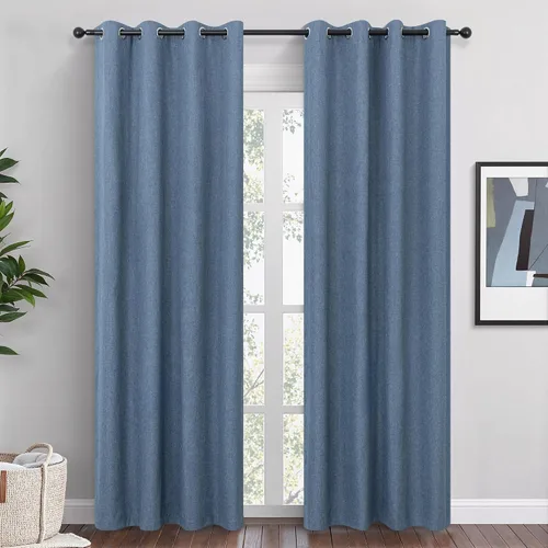 Miniatura 13 de Cortinas opacas cortas de lino pequeñas de 54 pulgadas de largo, juego de 2 paneles para dormitorio, sala de estar, con ojales, 100% opacas de lino