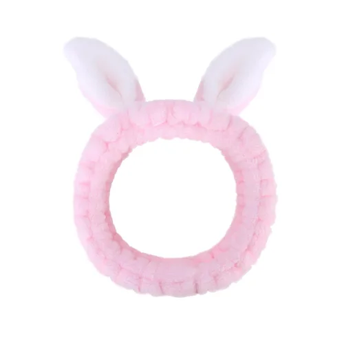 Miniatura 24 de Jowmoy Bonita diadema de orejas de conejo, diseño de ojo de rana, elástica para lavar la cara, para mujeres, maquillaje, ducha, spa. Q-Orejas