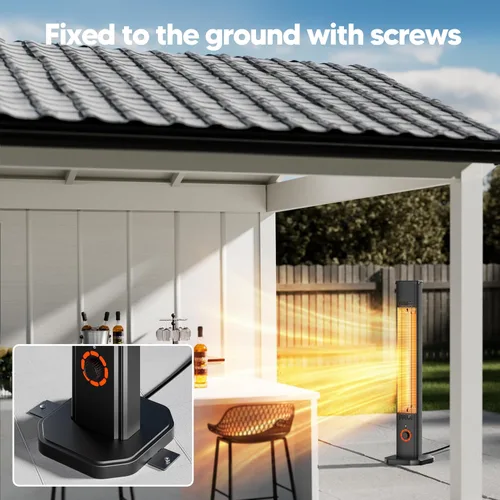 Miniatura 5 de Calentador de exterior para patio de 1500 W, temporizador de 8 horas, impermeable, calentador eléctrico infrarrojo para patio, calefacción de 8