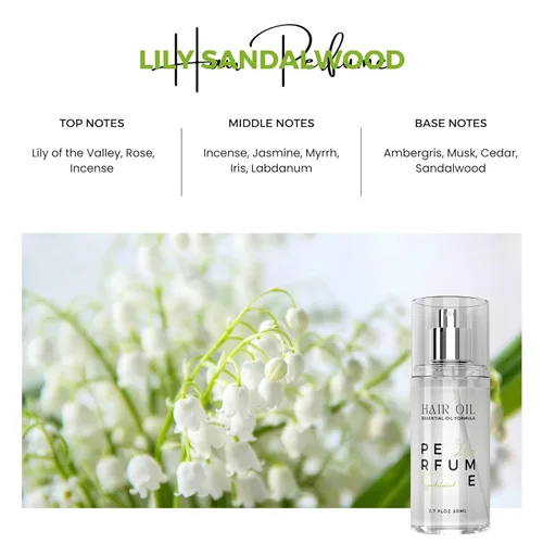 Miniatura 2 de Aceite de Perfume Capilar para Mujeres (Lirio Sándalo), Spray de Protección Térmica de Aceite de Argán para Cuidado del Cabello Seco, Dañado