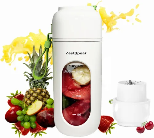 Licuadora portátil recargable por USB, licuadora de tamaño personal para batidos y batidos, fuerte potencia de corte con 12 cuchillas, para batidos,