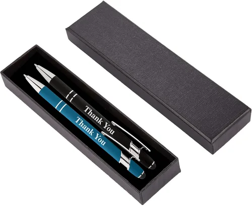 Miniatura 5 de Express Pencils Thank You - Juego de 2 bolígrafos de metal suave al tacto con caja de regalo, 2 en 1 combo de bolígrafos para eventos, apreciación