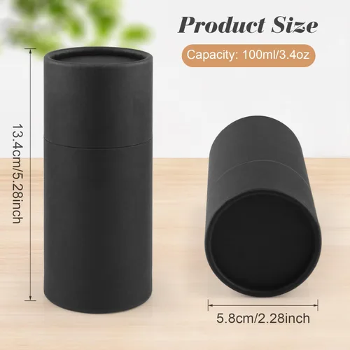 Miniatura 2 de Tarro de papel Kraft de 3.4 fl oz/3.4 onzas, cajas de cartón vacías redondas, envase de tubo de embalaje de cartón con tapa para manualidades, té