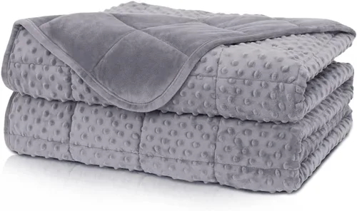Miniatura 12 de Huloo Sleep Manta con peso para niños, tamaño Twin, de 5 libras (36"×48", gris), transpirable, suave manta con peso de minky para todas