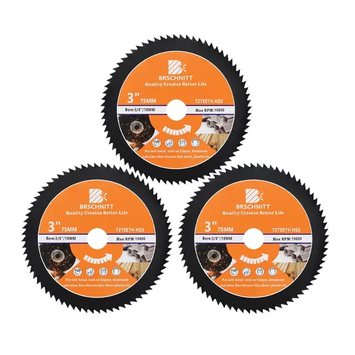 Miniatura 15 de Hoja de Sierra Circular HSS de 3 3/8 pulgadas - BRSCHNITT 44T Orificio de 3/5"-3/8" Discos de Corte para Cortar Madera, Cobre, Aluminio, Plástico
