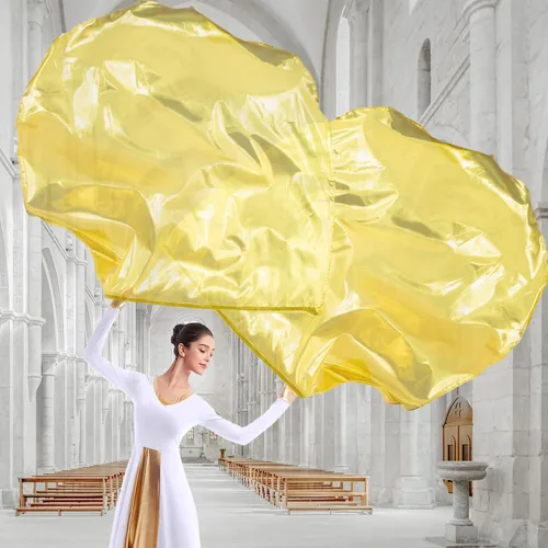 Miniatura 6 de Baisdan Banderas de Adoración de 54"x54" para Danza de Iglesia, Paquete de 2 Banderas de Danza de Alabanza, Banderas de Alabanza Amigables