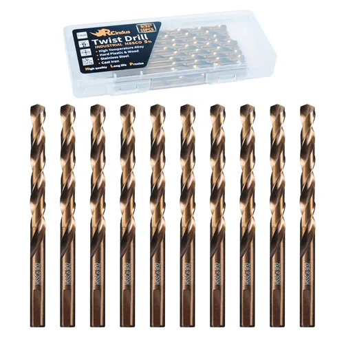 Miniatura 17 de (20PCS) Broca de cobalto de 1/8", brocas de metal HSS M35 para acero, acero inoxidable, hierro fundido, plástico duro y madera