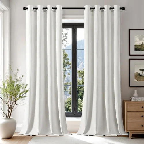 Miniatura 22 de EMEMA Juego de 2 paneles de cortinas de terciopelo de 63 pulgadas, con pestaña trasera y bolsillo para barra, cortinas con aislamiento térmico