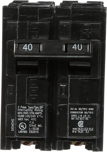 Miniatura 2 de Siemens Q240 - Disyuntor QP tipo doble polo de 40 amperios, negro