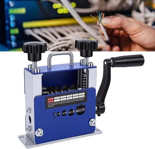 Miniatura 3 de Máquina pelacables, manual y eléctrico, compatible con taladro de cobre con 6 agujeros, rodillo de ranura en V para cables de 0.138 in, 0.276 in