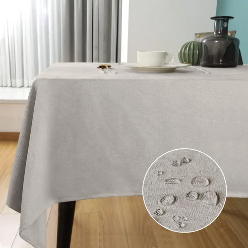 Miniatura 29 de Mantel rectangular de 55 x 95 pulgadas, impermeable, resistente a las manchas y a las arrugas, lavable, mantel de lino sintético resistente, mantel