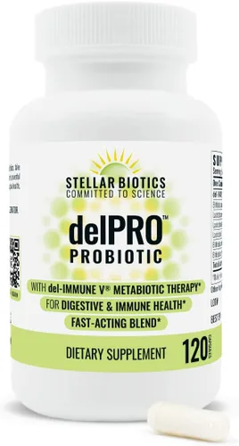 Del-Immune V + Mezcla de probióticos y prebióticos Delpro de Stellar Biotics - Promueve la salud intestinal óptima, la digestión, el apoyo