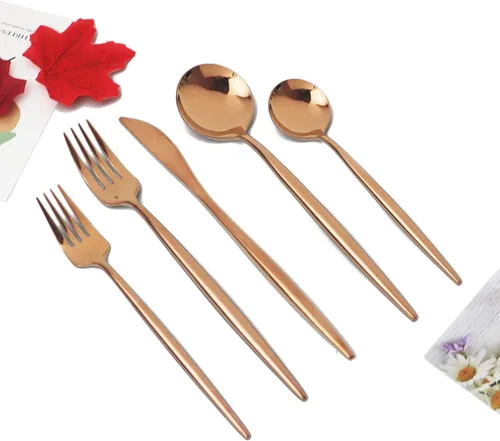 Miniatura 12 de JASHII Juego de cubiertos de 20 piezas, utensilios de acero inoxidable 18/10, servicio para 4, regalo de cubiertos resistentes, apto