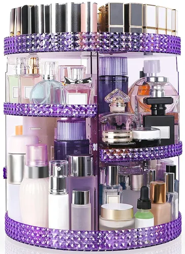 Miniatura 9 de Organizador de maquillaje giratorio de 360 grados para tocador, organizador de belleza de capacidad extra grande, organizador de perfume DIY