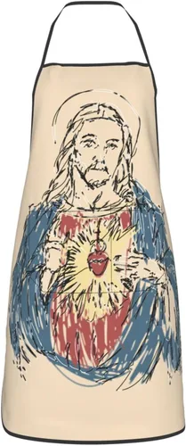 Miniatura 8 de Delantal de Jesús, delantales de cocina para hombres y mujeres, delantal de cocina, delantal de chef, delantales de jardín ajustables con 2 bolsillos